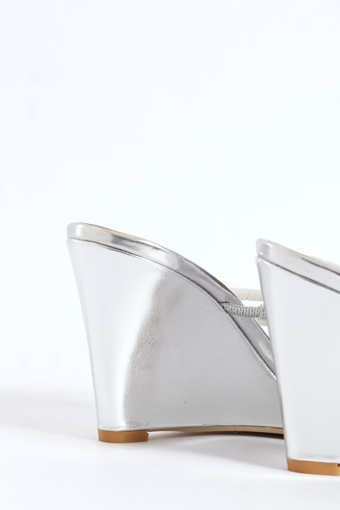 Diamante Z Strap Wedge Heel - Silver