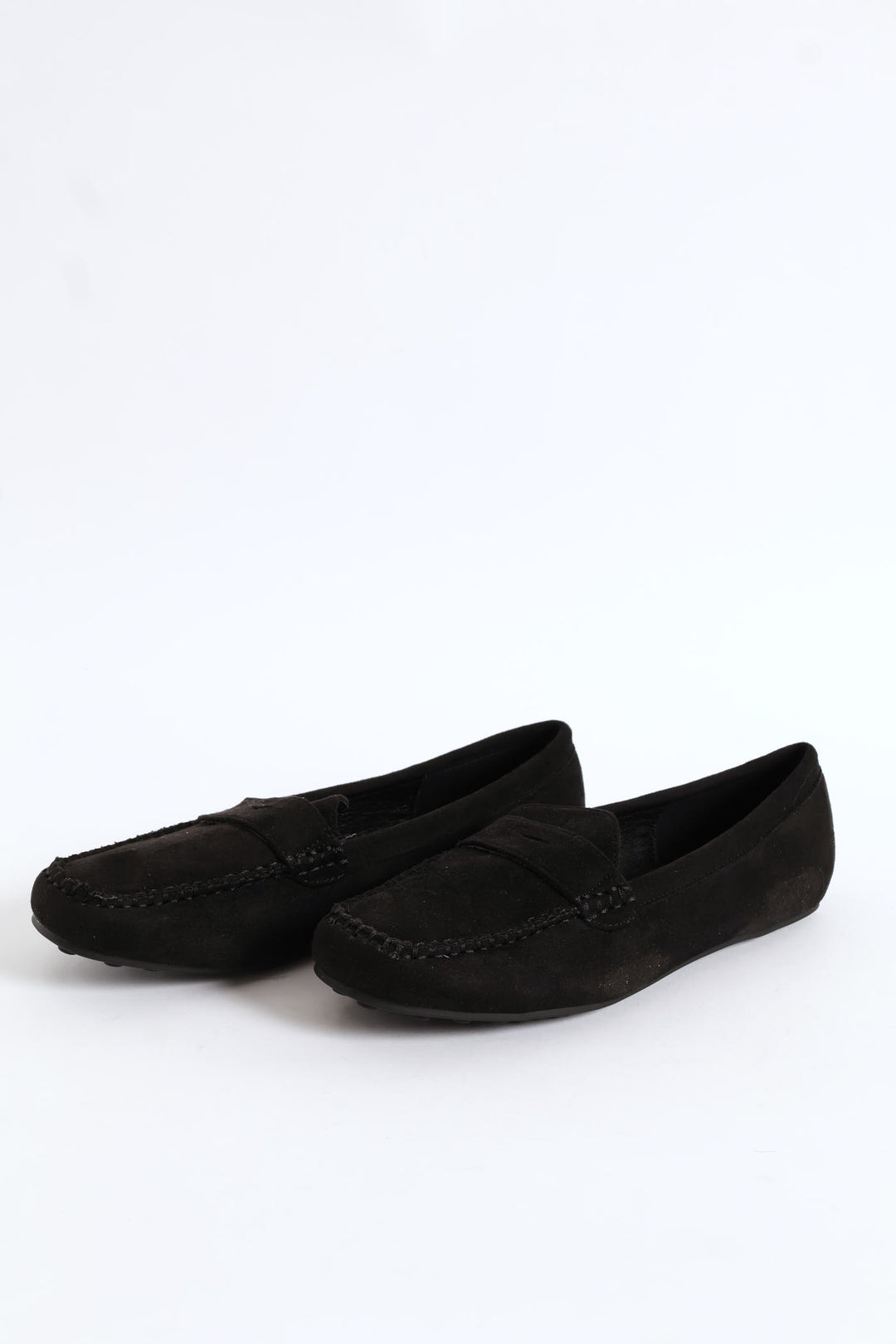 Microfibre Suede Penny Moccasin - Black