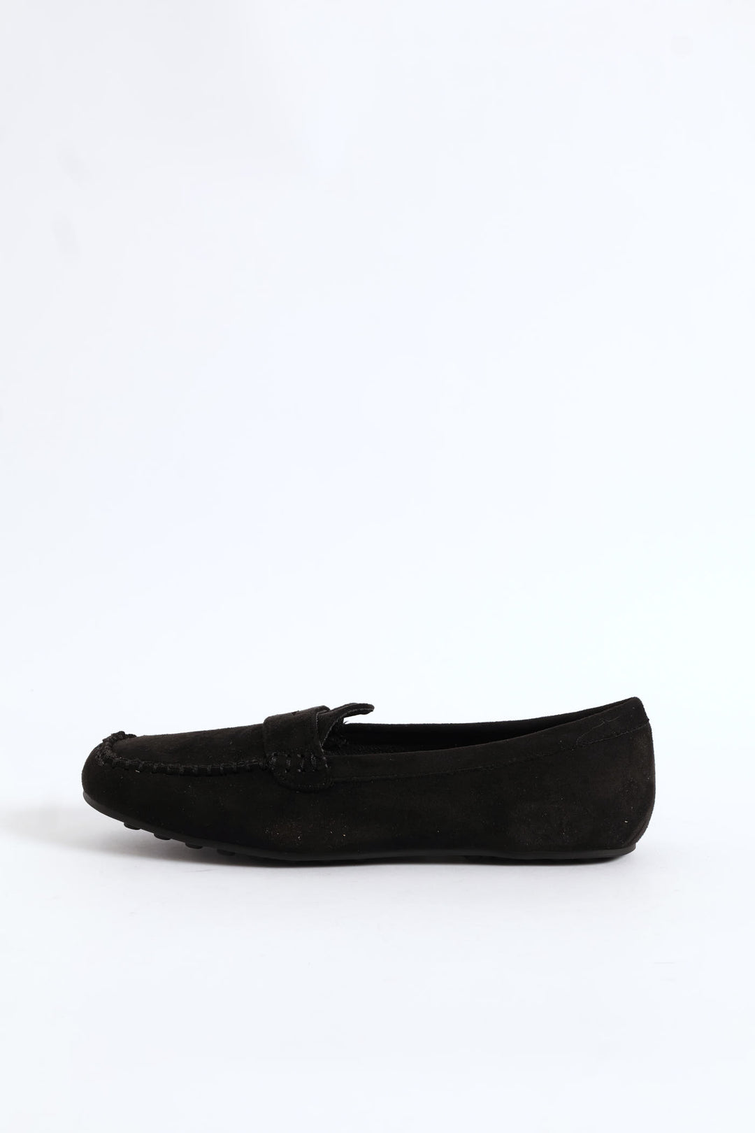 Microfibre Suede Penny Moccasin - Black