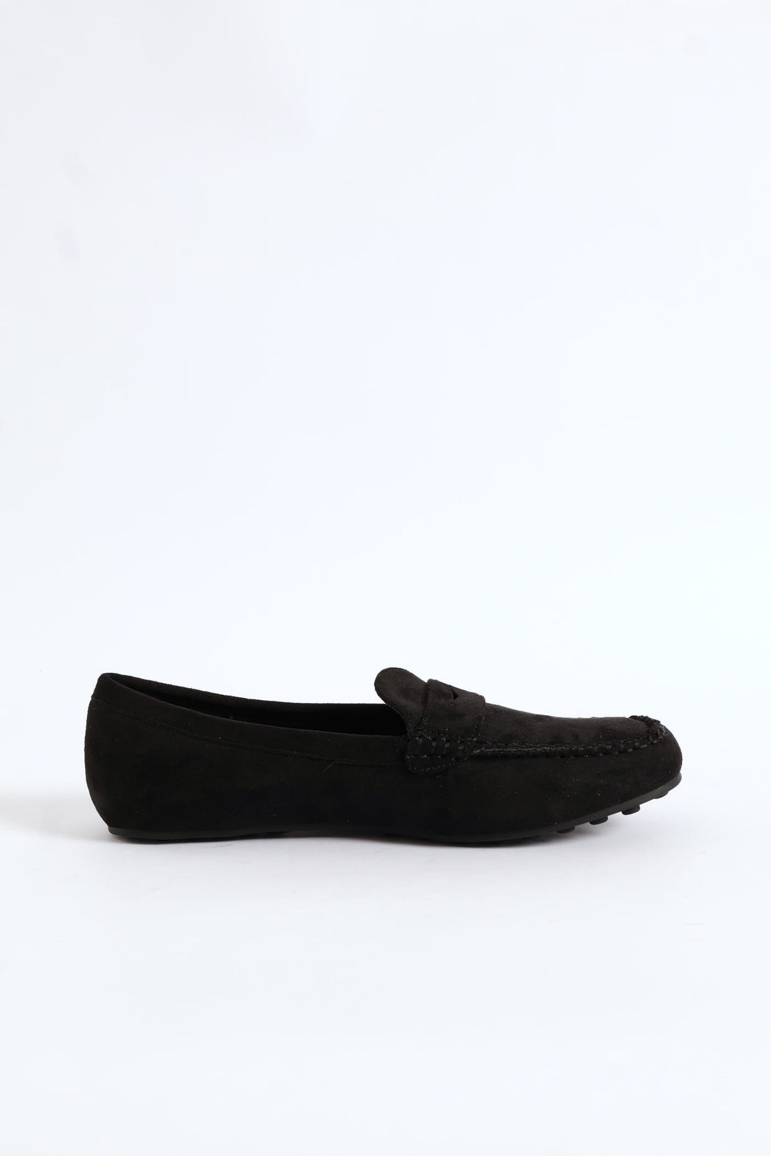 Microfibre Suede Penny Moccasin - Black