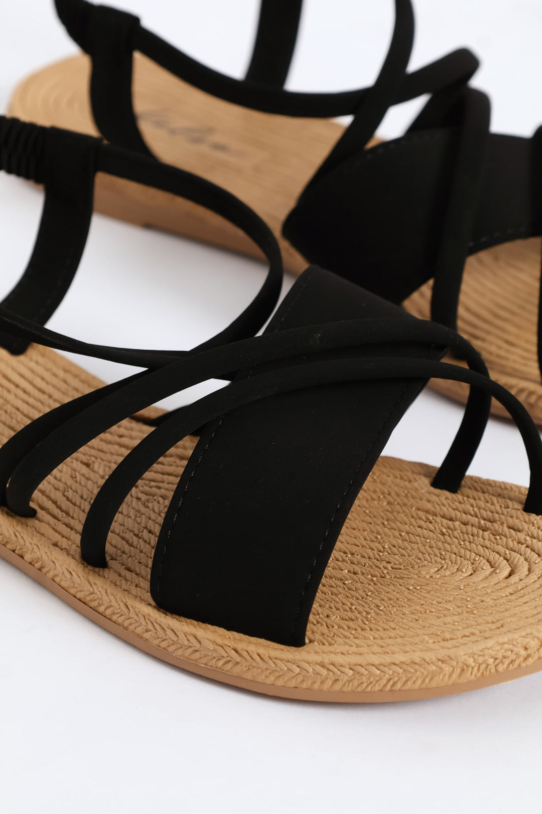 Elasticated Slingback Crosstrap Sandal - Black