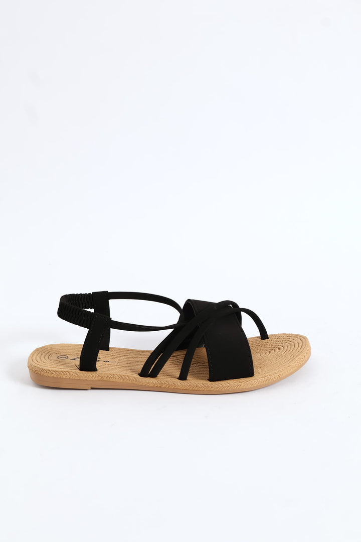 Elasticated Slingback Crosstrap Sandal - Black