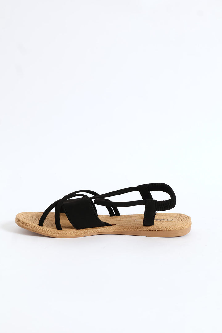 Elasticated Slingback Crosstrap Sandal - Black