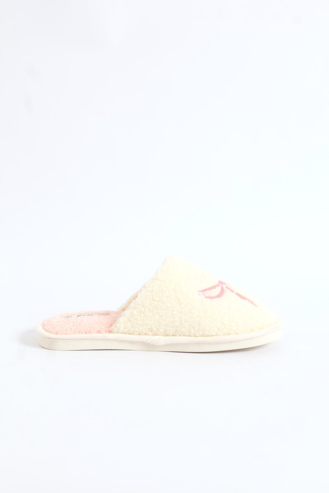 Closed Toe Embroidered Bow Slipper - Pink