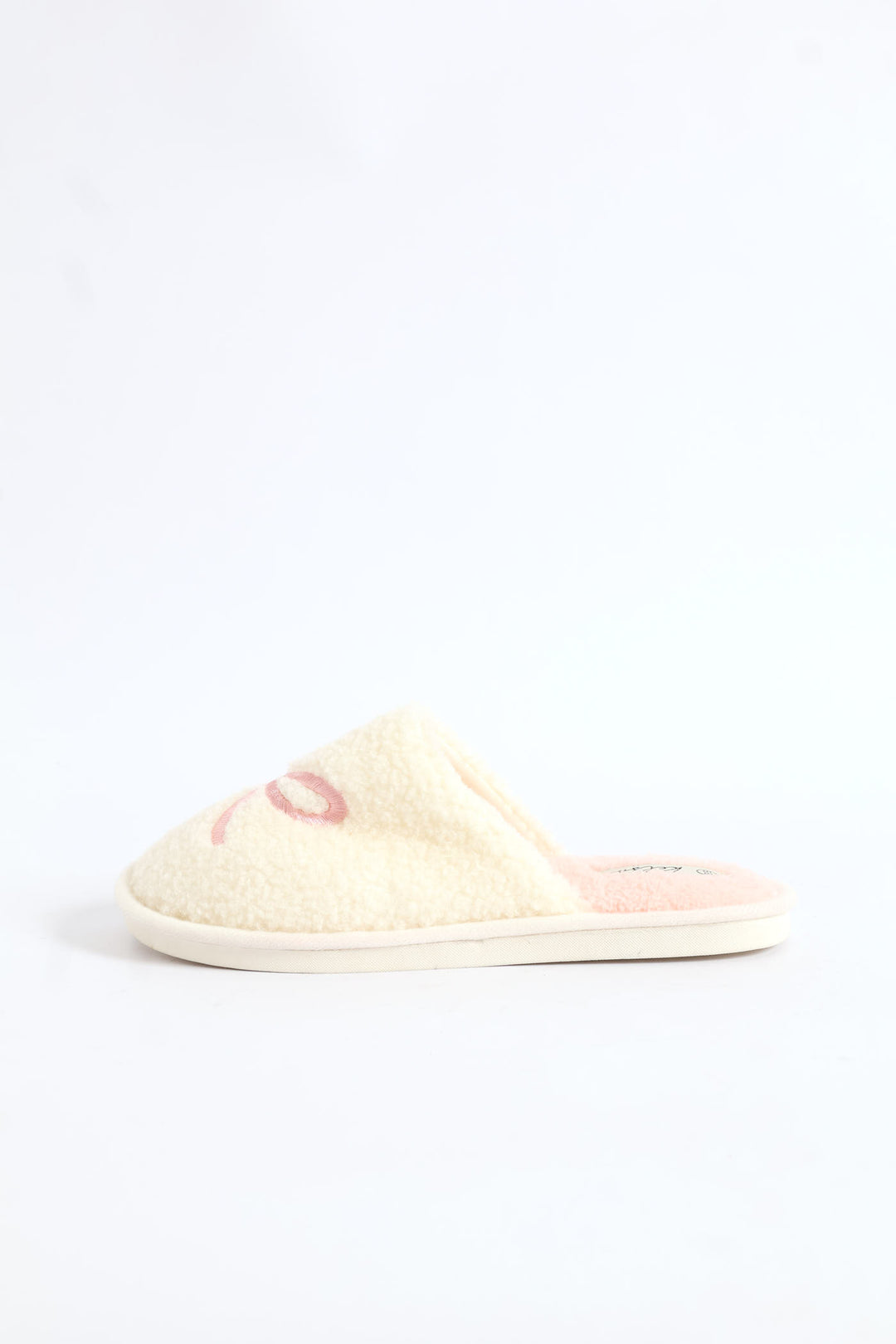 Closed Toe Embroidered Bow Slipper - Pink