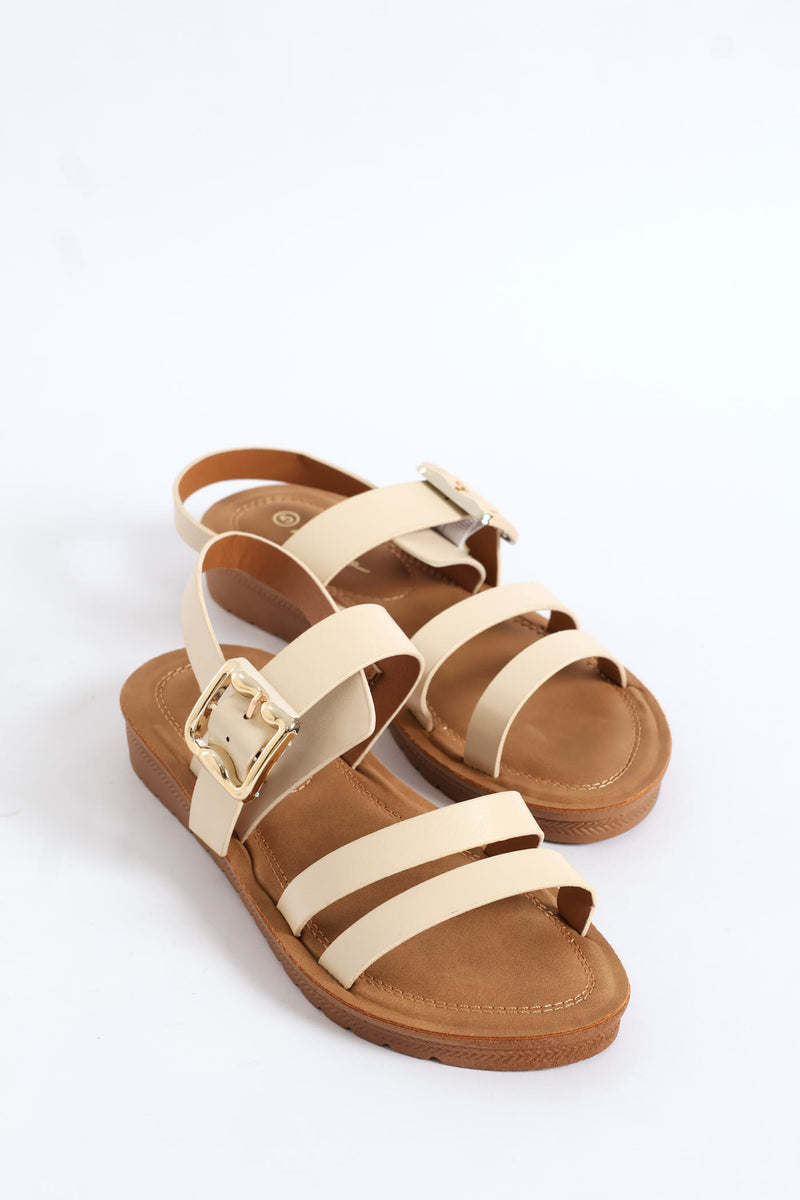 Comfort Bamboo Buckle Slingback Sandal - Natural