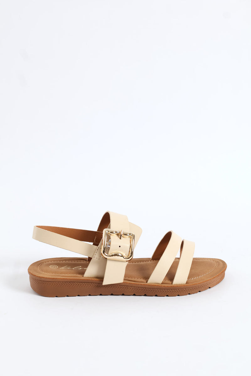 Comfort Bamboo Buckle Slingback Sandal - Natural