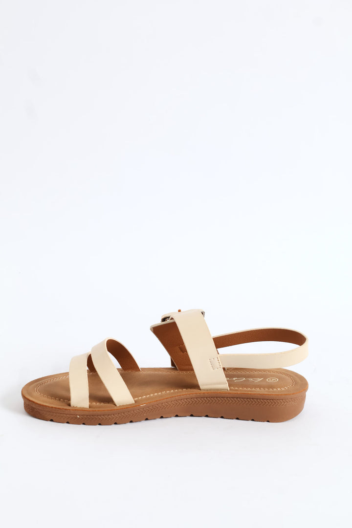 Comfort Bamboo Buckle Slingback Sandal - Natural