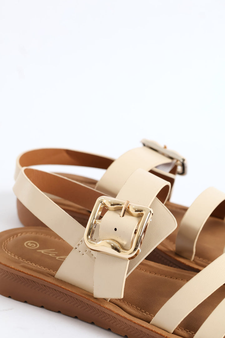 Comfort Bamboo Buckle Slingback Sandal - Natural