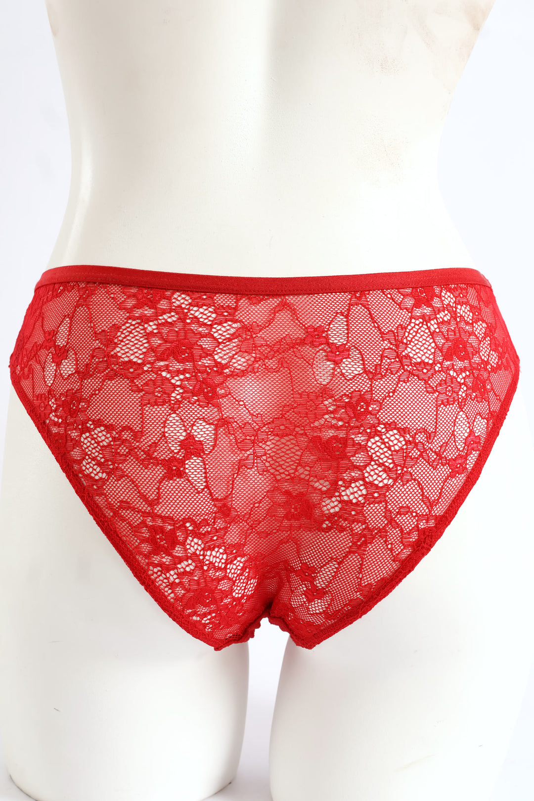 Microfiber & Lace Brazilian Panty - Red
