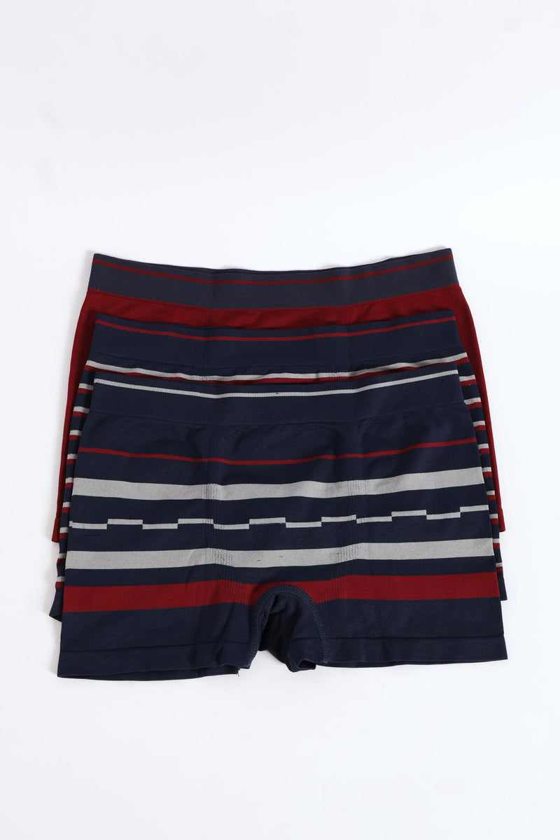 3 Pack Fashion Seamless Trunks - Red/Navy/Grey