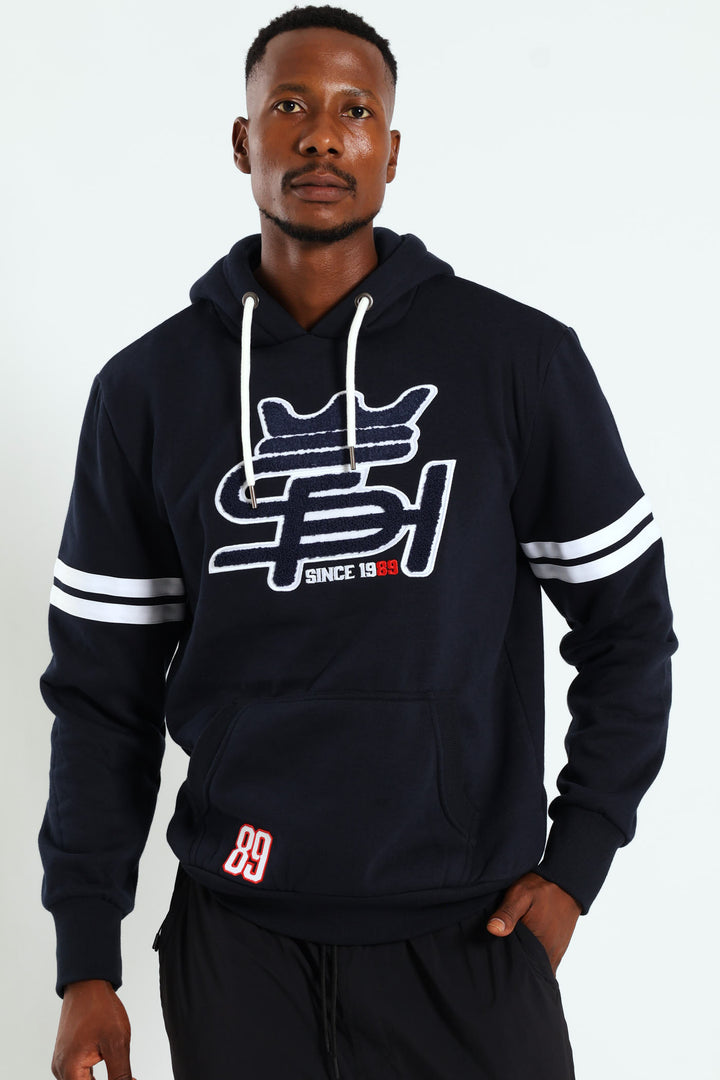 Badge Fleece Hoody - Navy