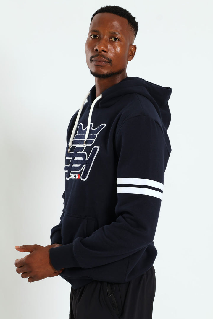 Badge Fleece Hoody - Navy