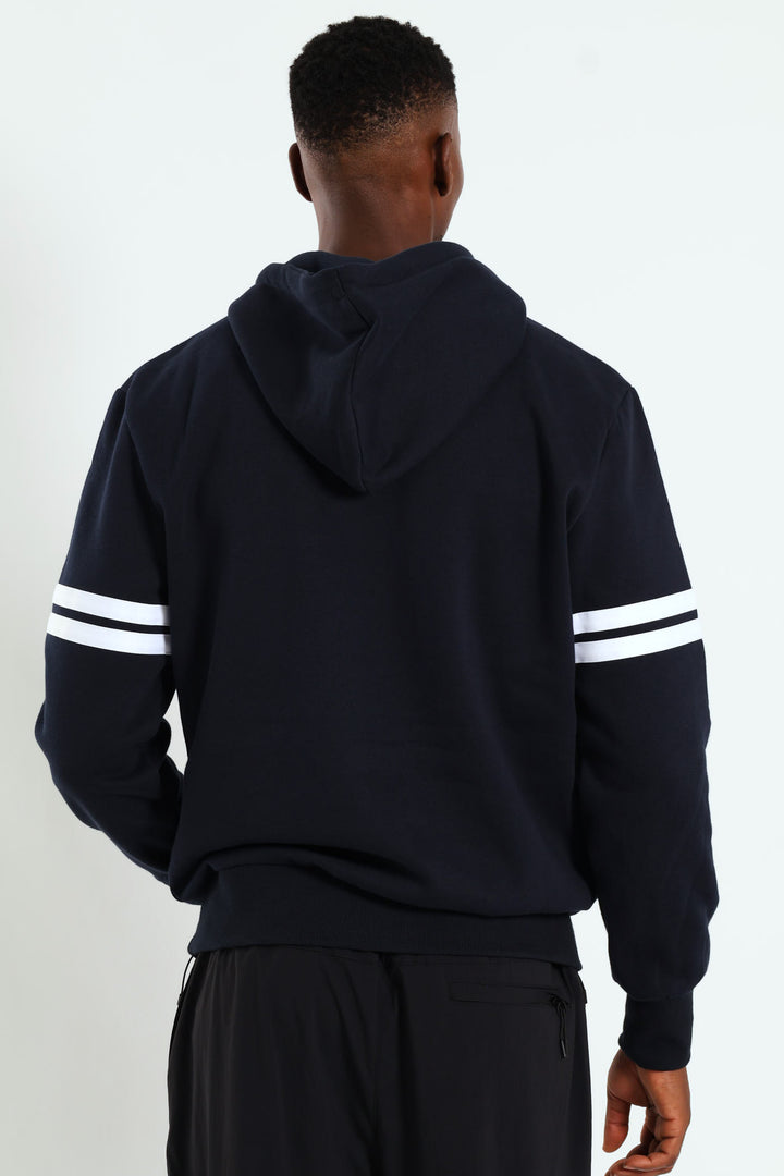 Badge Fleece Hoody - Navy