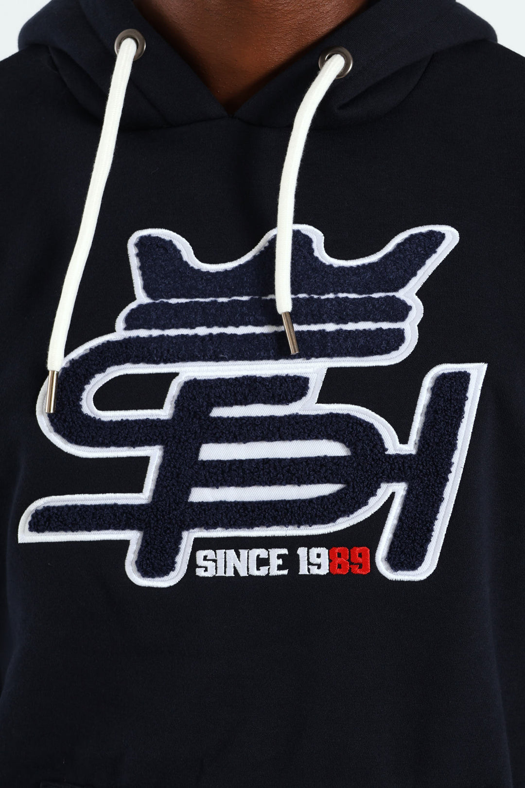 Badge Fleece Hoody - Navy