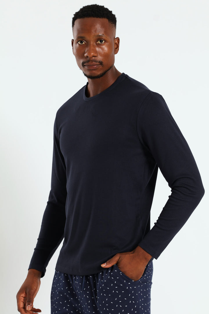 Long Sleeve Interlock Top - Navy