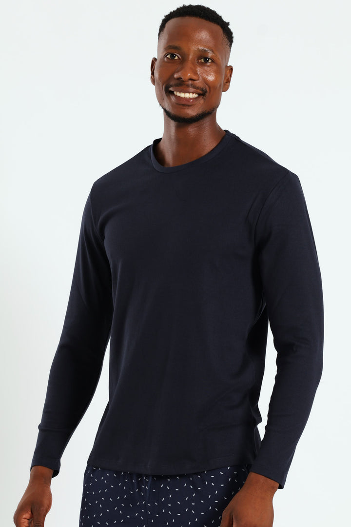 Long Sleeve Interlock Top - Navy
