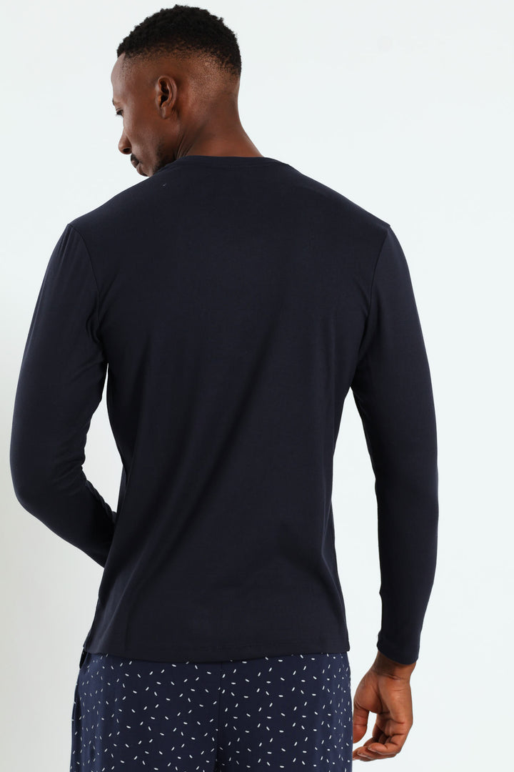 Long Sleeve Interlock Top - Navy