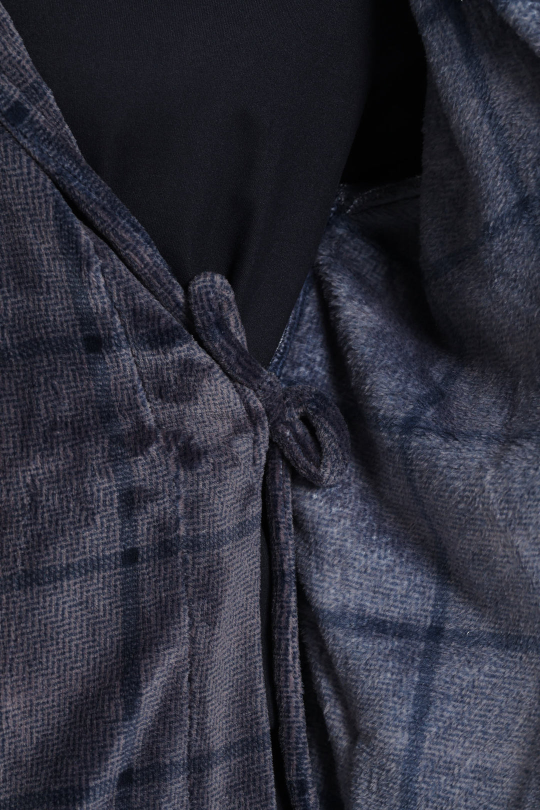 Check Hooded Gown - Grey