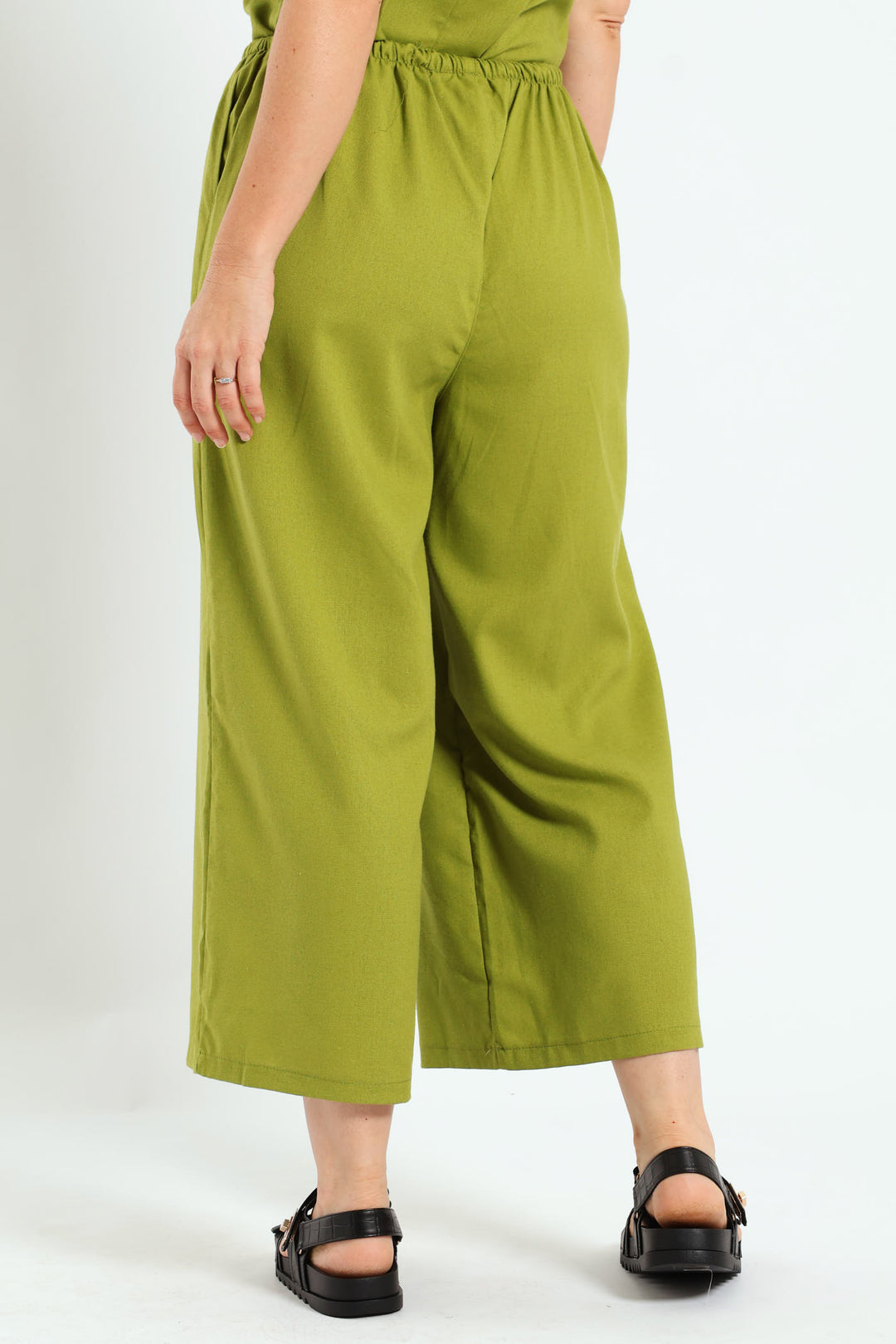 Pull On Linen Capri Pants - Avocado