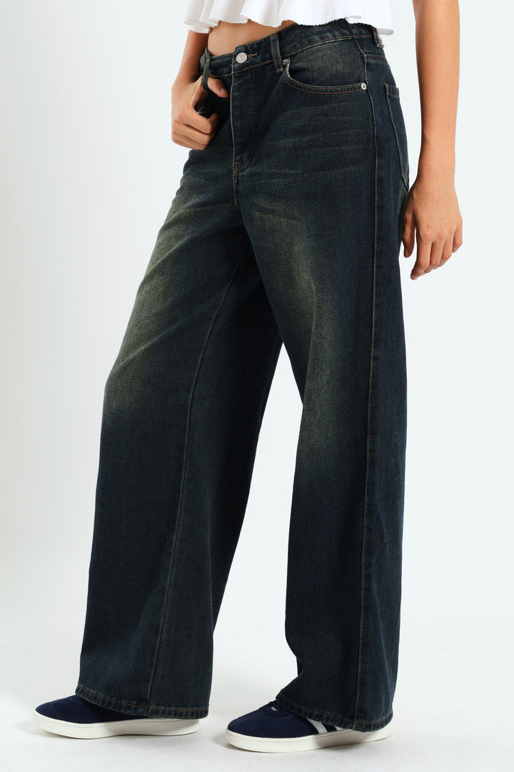 Regular Rise Baggy Jean - Ink/Green