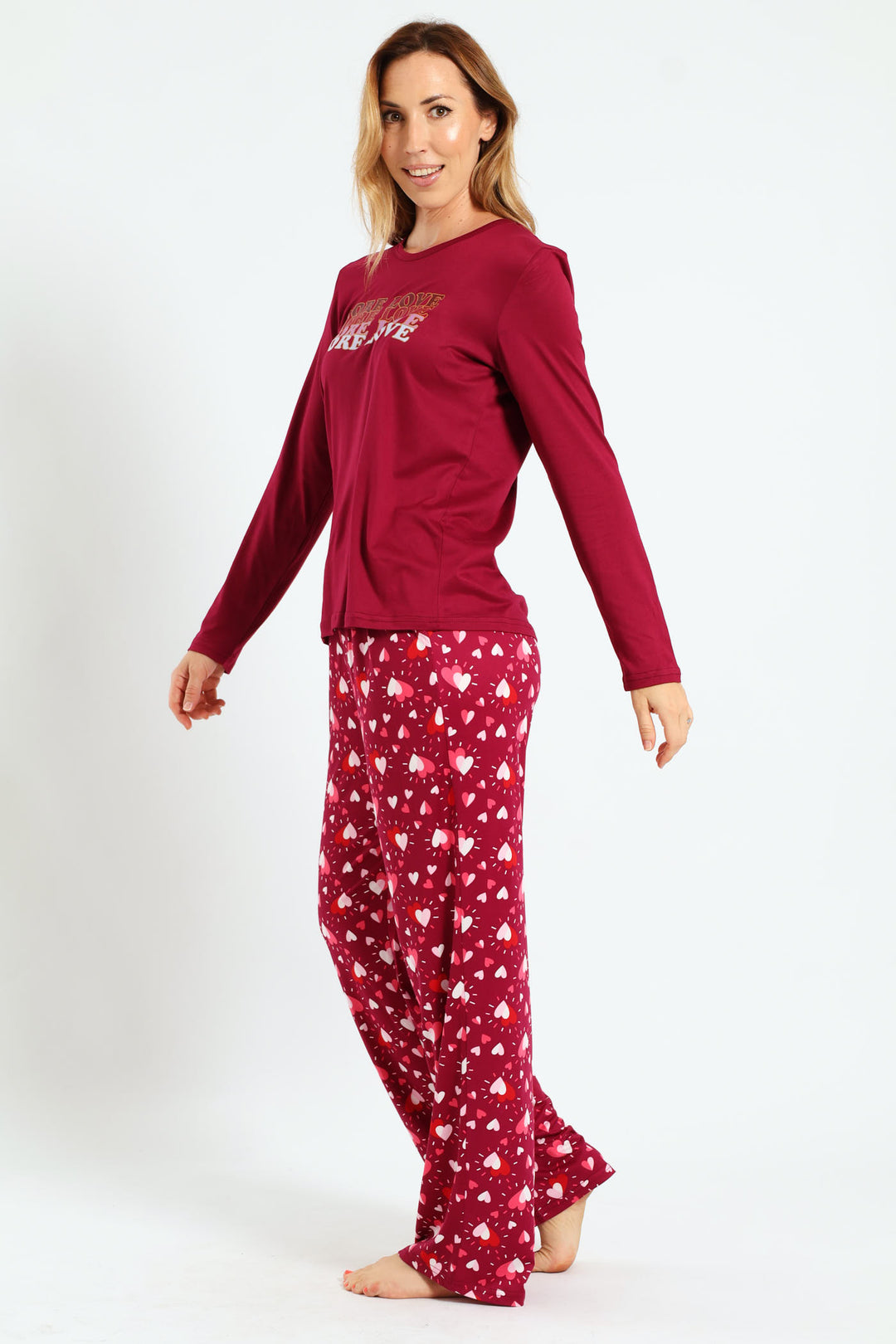 Long Sleeve Top & Pant Sleep Set - Burgundy