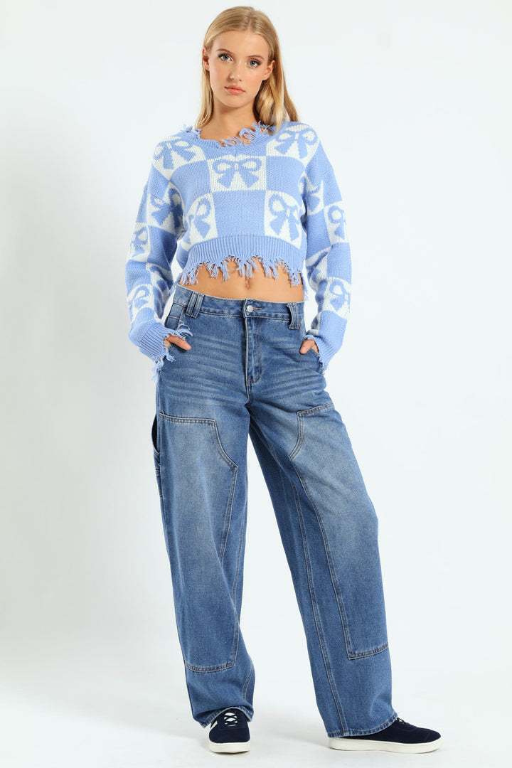 Wide Balloon Fit Carpenter Jean - Mid Blue