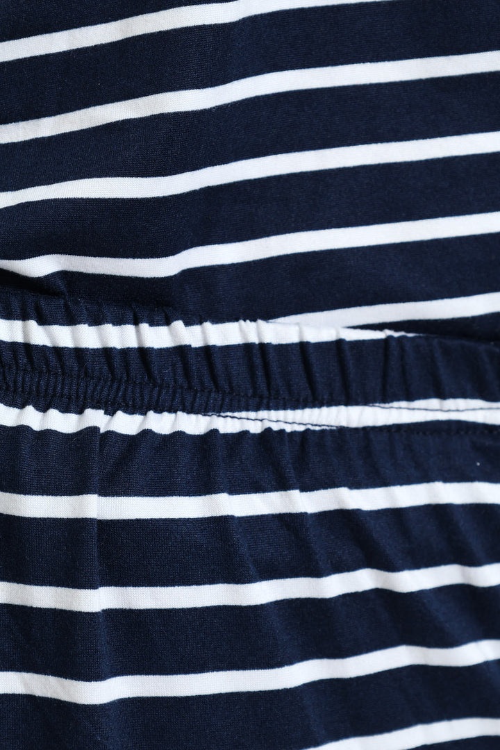 Soft Touch Stripe Cami & Short Set - White/Navy