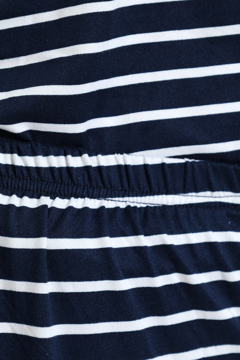 Soft Touch Stripe Cami & Short Set - White/Navy