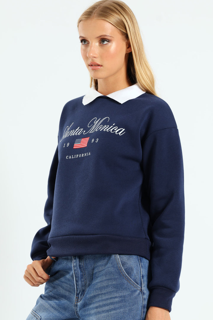 Destination Collar Sweater - Navy