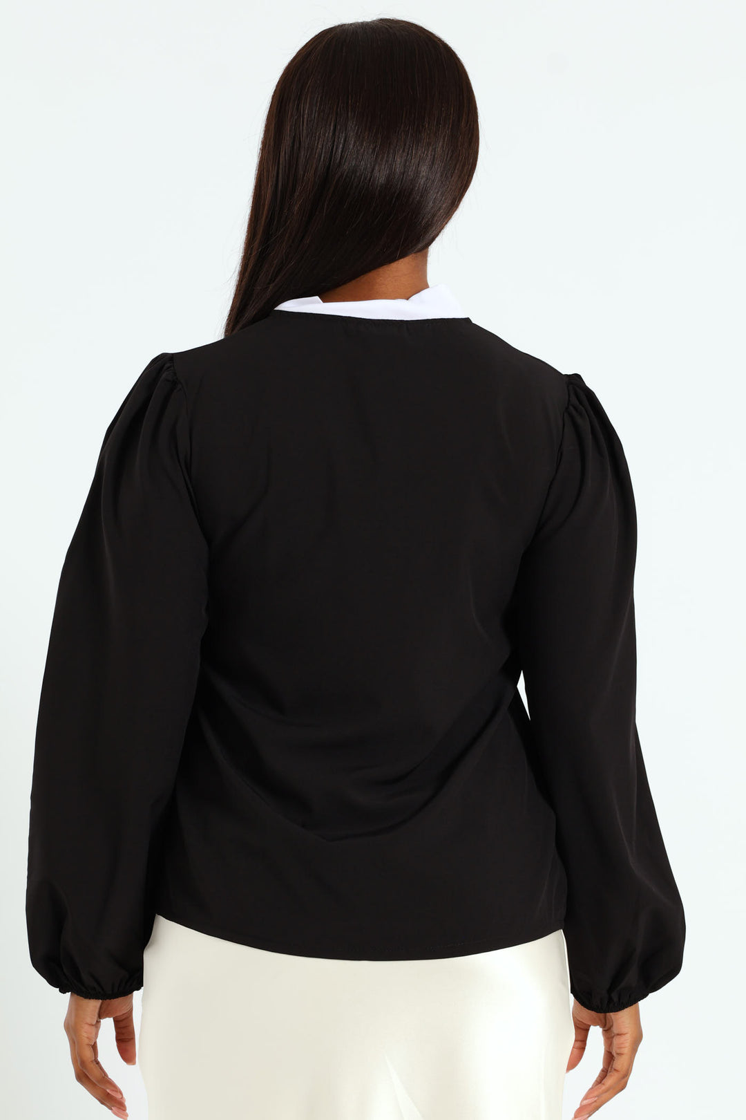 Kitty Bow Preppy Blouse - Black/White