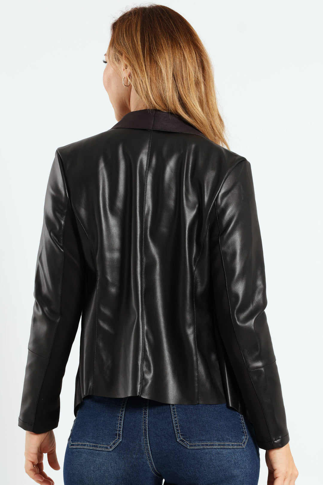 Pu Waterfall Jacket - Black