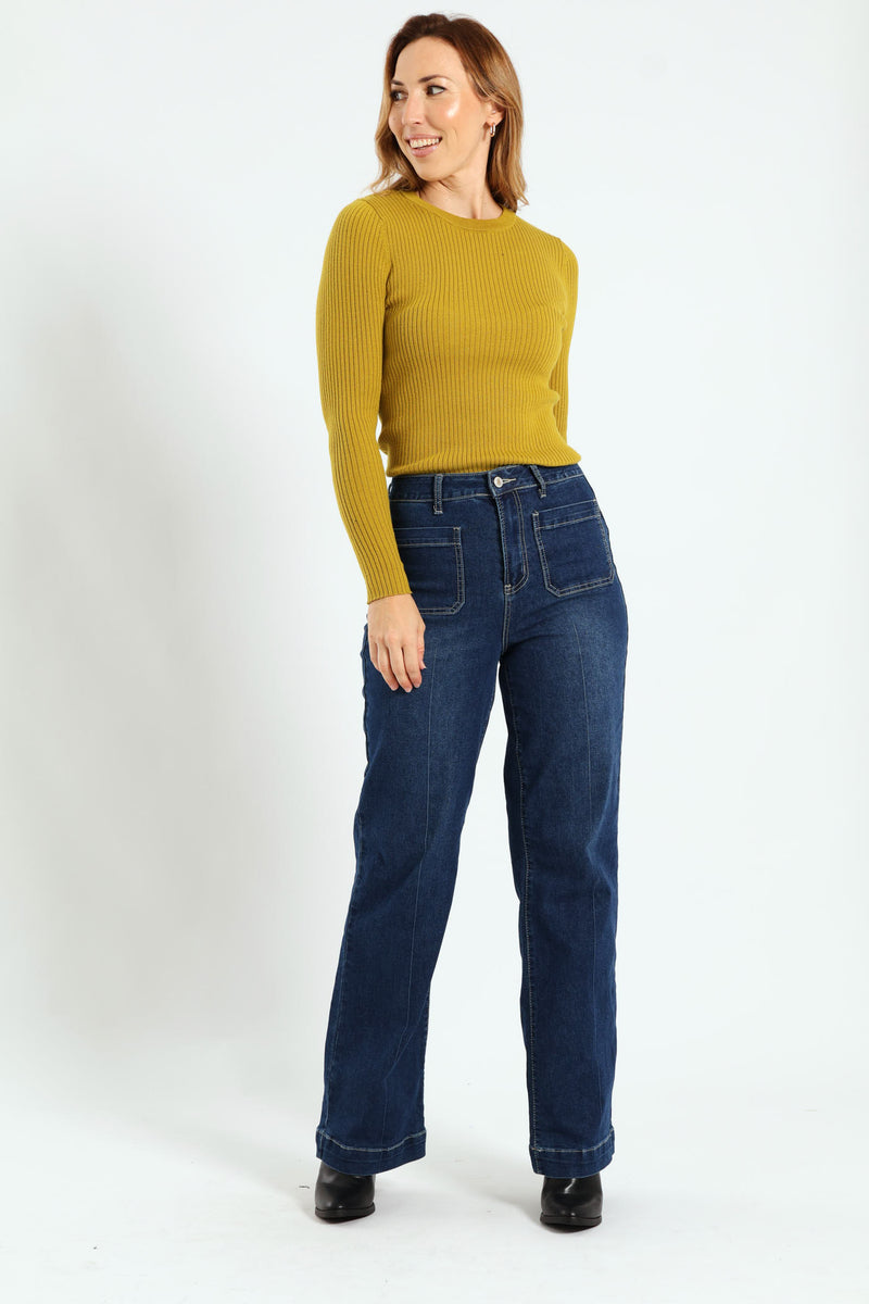 Ribbed Plain Pullover - Chartreuse