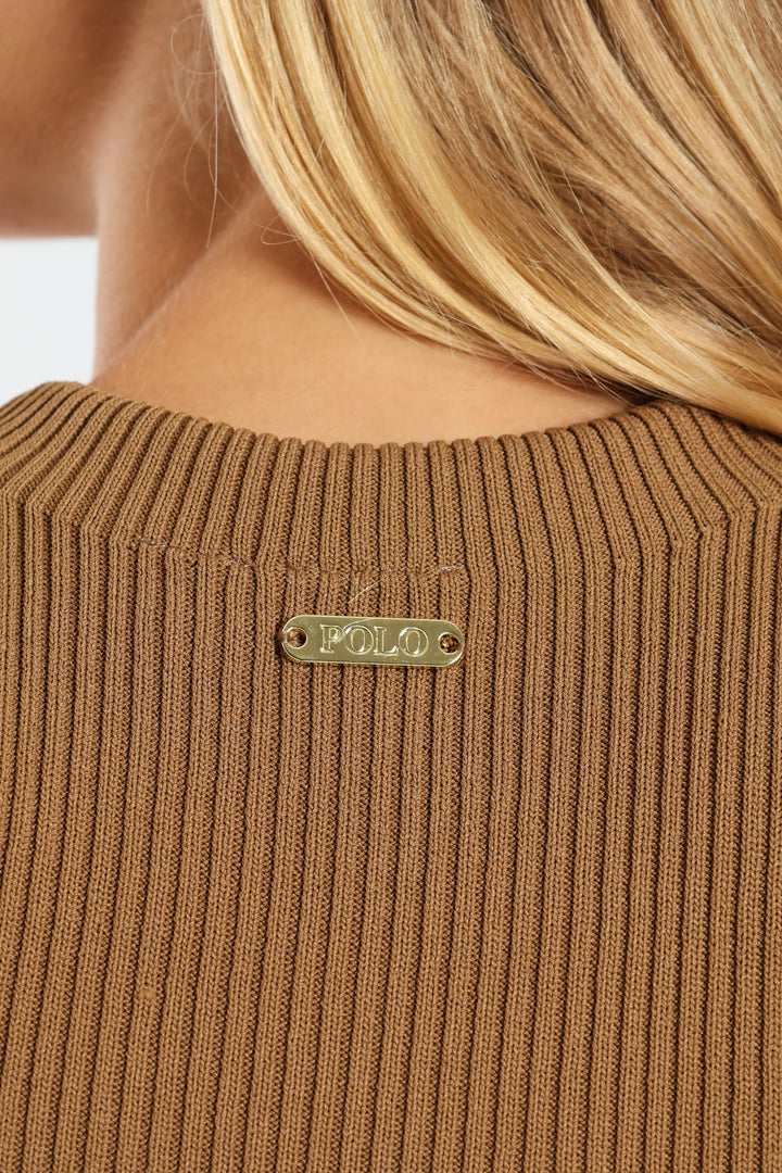 Dafne Mock Neck Dress - Camel