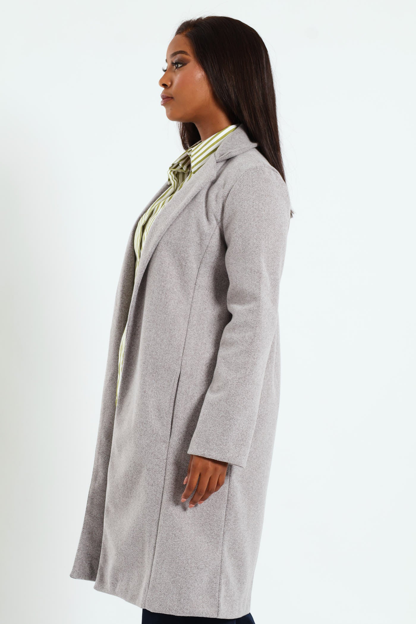 Ladies Basic Panelled Coat - Grey Melange – Edgars