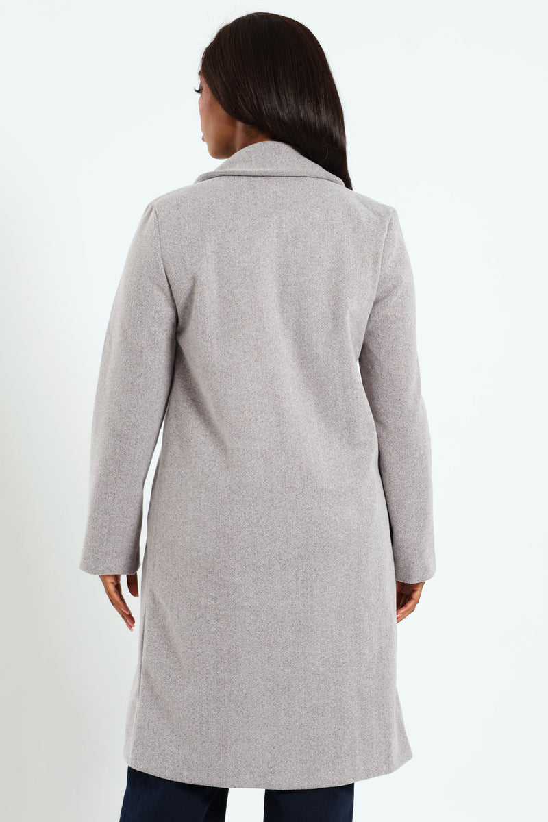 Basic Panelled Coat - Grey Melange