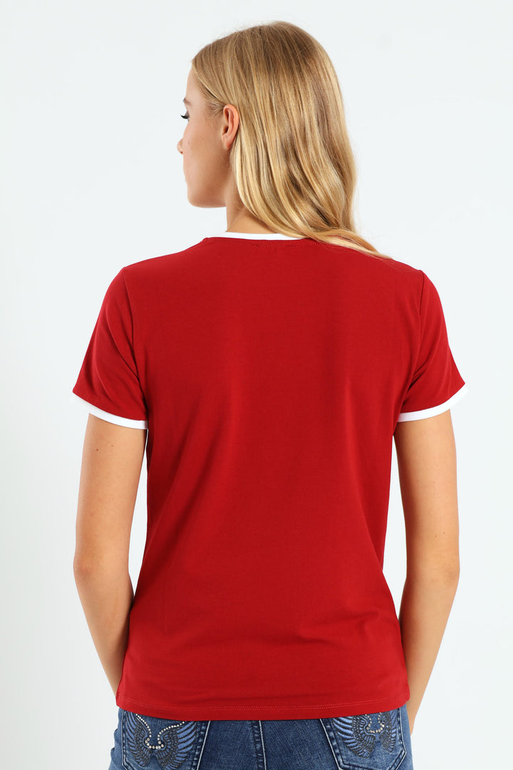 Multi-Technique Logo Top With Contrast Binding - Red