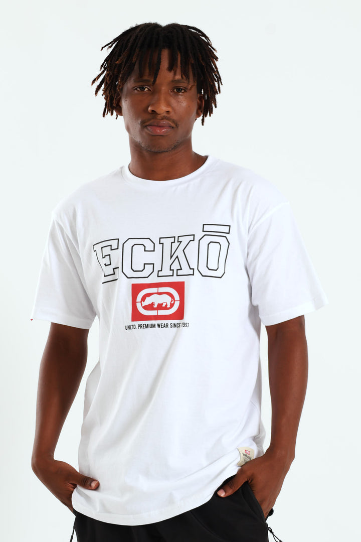 Box Script Tee - White