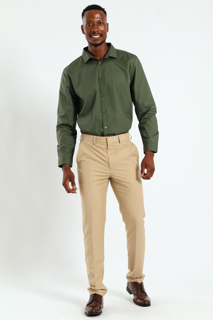 Slim Basic Smart Trousers - Tan