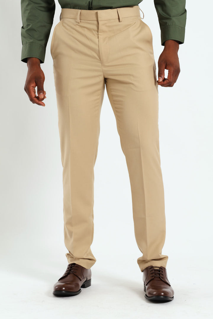 Slim Basic Smart Trousers - Tan