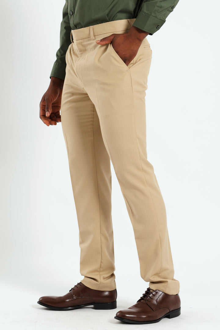 Slim Basic Smart Trousers - Tan