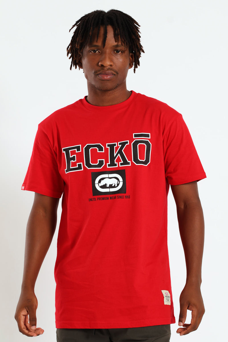 Box Script Tee - Red