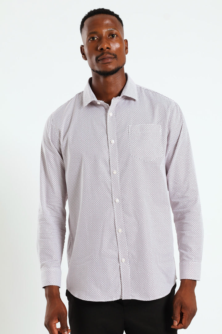 Textured Print Shirt - White/Red