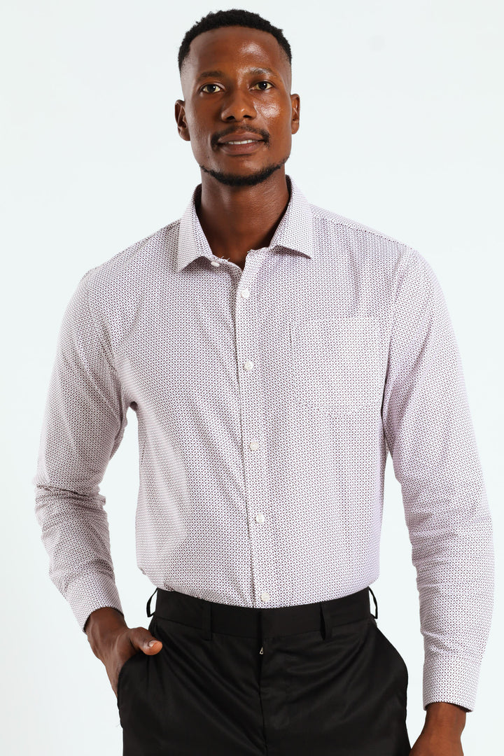 Textured Print Shirt - White/Red