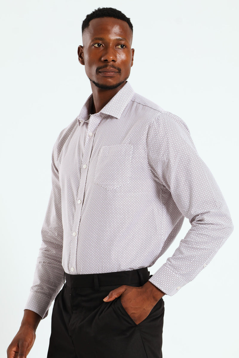 Textured Print Shirt - White/Red