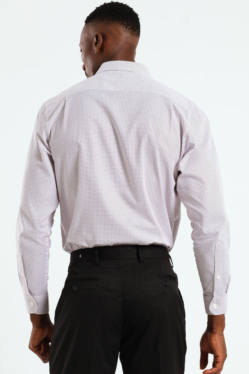 Textured Print Shirt - White/Red