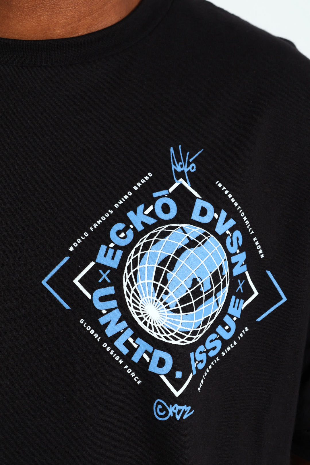 Rhino Globe Tee - Black/Blue
