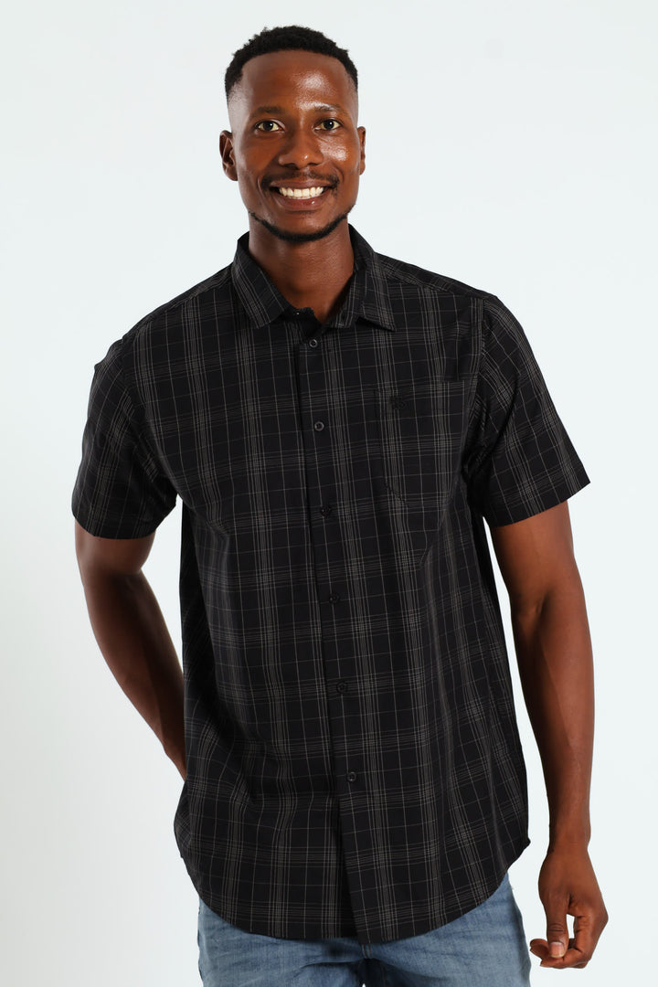 Short Sleeve Check Shirt - Black
