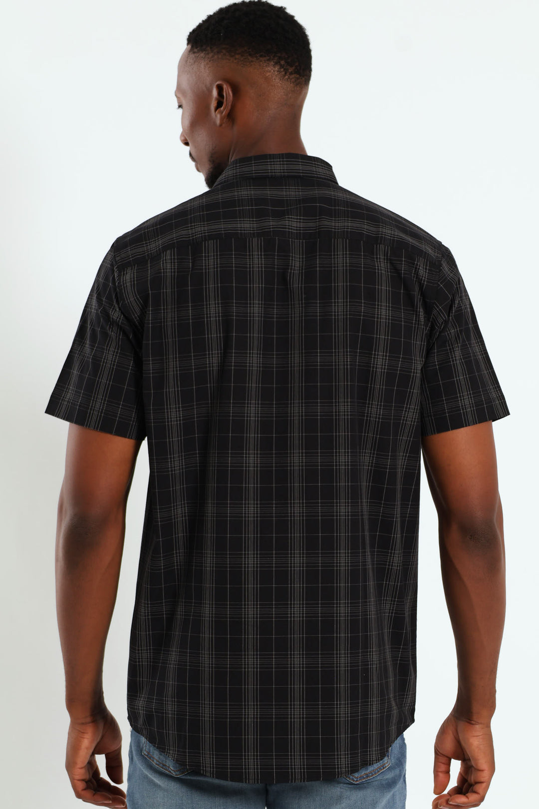 Short Sleeve Check Shirt - Black
