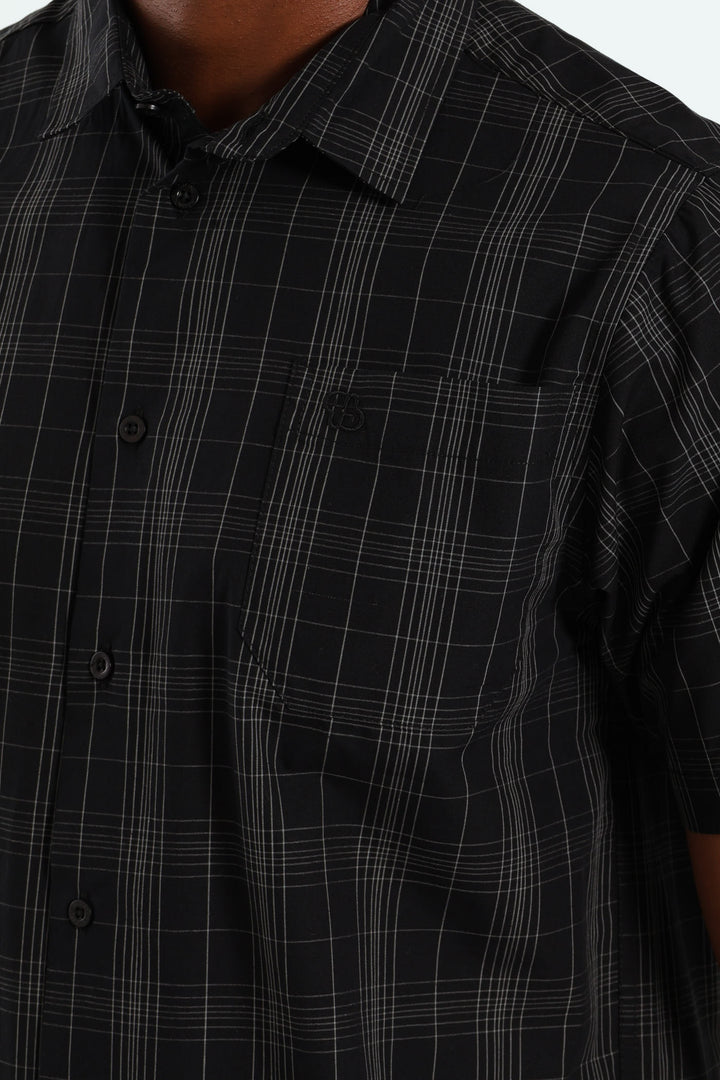 Short Sleeve Check Shirt - Black